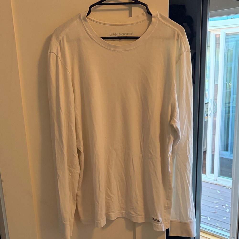 Life is Good Men's Long-Sleeve Crewneck Shirt - White
